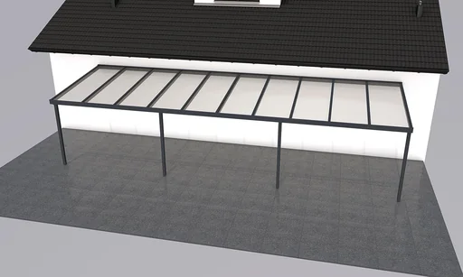 "Patio roof Premium, anthracite, 10140 x 3060 mm - Acrylic multi-wall sheets 16 mm, clear image"