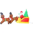 LED reindeer sleigh with Santa Claus inflatable warm white