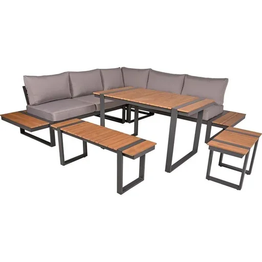 "BELMIRA corner lounge set, 6-piece, aluminum, powder-coated / polyester / non-wood image"