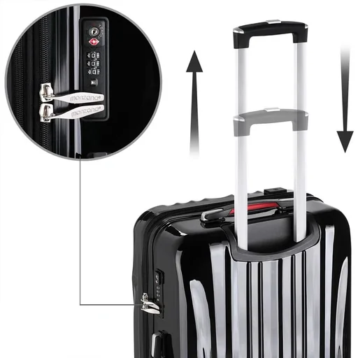 "Hard-shell suitcase Ikarus Black L in ABS 90-102l 67.5x48x28cm image"