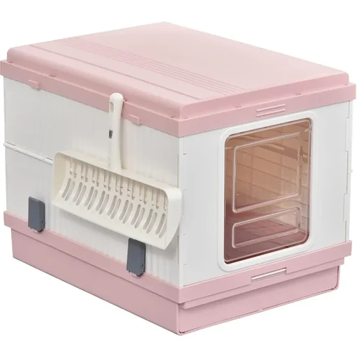 "Foldable litter box with scoop and bucket image"