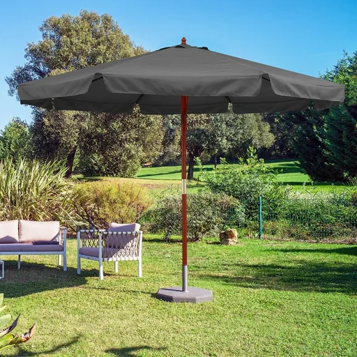 "Parasol anthracite wood 330cm UV protection 50+ image"
