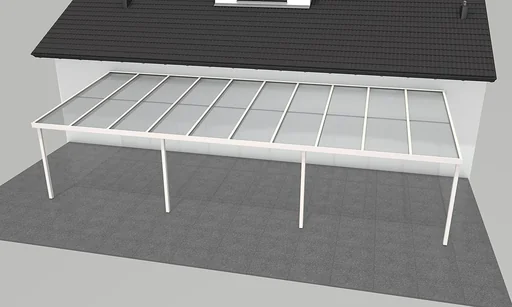 "Patio roof Premium, white, 10140 x 4060 mm - Polycarbonate multi-wall sheets 16 mm, clear image"