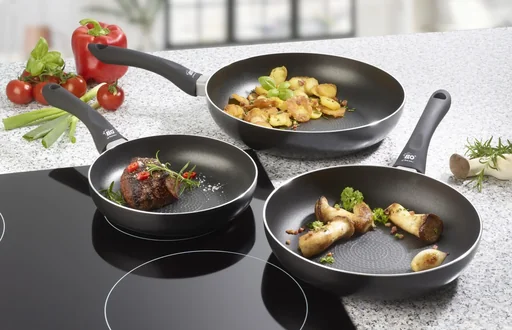 "Aluminum pan set Smart Life 3-piece - Ø 20 cm / 24 cm / 28 cm - oil dosing system! image"