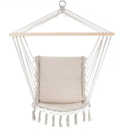 "Hanging chair cream 55x100cm with fringes image"