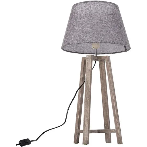 "Table lamp bedside lamp floor lamp fabric shade minimalist office wood grey 40 W Scandinavian 33 x 33 x 68.5 cm image"