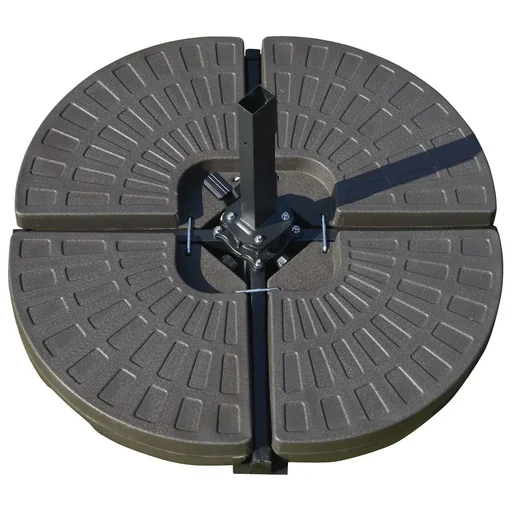 "Umbrella weight 4-piece umbrella stand, can be filled with 17 kg of water or 25 kg of sand, HDPE coffee, 100 x 100 x 10.5 cm image"