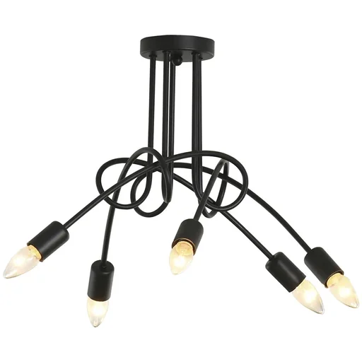 "Chandelier hanging lamp 5-light E27 socket pendant light industrial retro metal with 5 arms steel black Ø57 x 37 cm image"