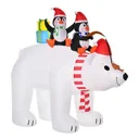 Inflatable penguins on polar bear 2.1 m Christmas decoration