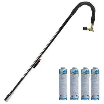 "Eurom weed burner - with piezo + four 600 ml gas bottles image"