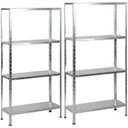 2 metal storage racks / shelving units - 200 kg load capacity - (WxDxH) 75x30x150 cm - galvanized