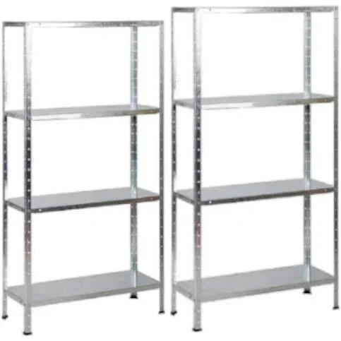 "2 metal storage racks / shelving units - 200 kg load capacity - (WxDxH) 75x30x150 cm - galvanized image"