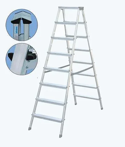 "Aluminum steps double ladder 2 x 8 steps image"
