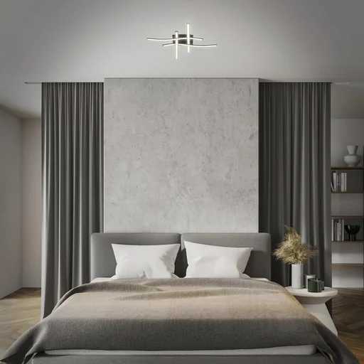 "LED wall and ceiling light, 4 curved LED rods, black, 16 watts, 1400 lm, 3,000 K image"
