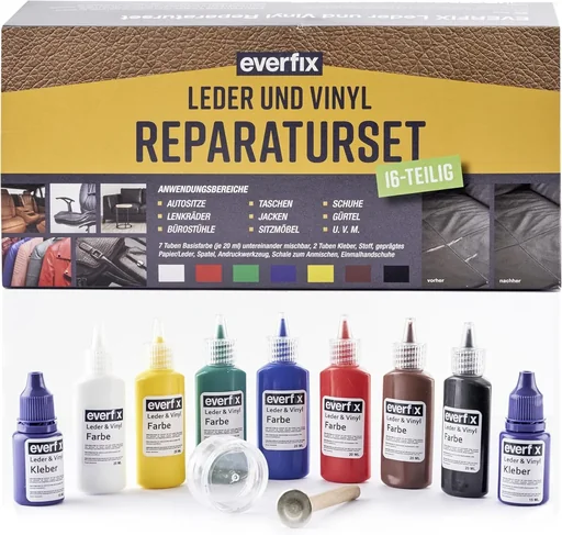 "Kit de réparation cuir et vinyle (16 pièces) pour réparer le cuir et le similicuir image"