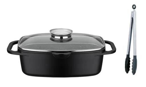 "Plat à rôtir universel 33 cm Gourmet Granit avec pince de service image"