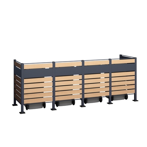 "Westmann Habillage de poubelles Planum 4 places 120 cm effet bois (4× 240 L) image"