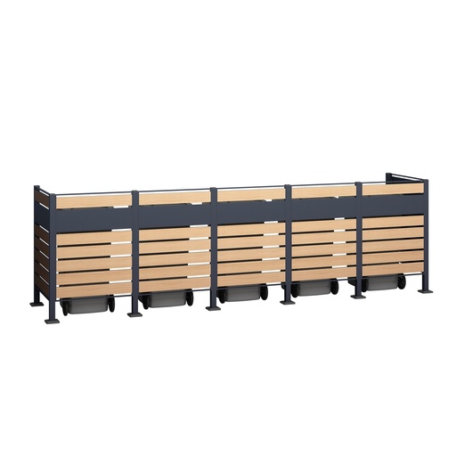 "Westmann Habillage de poubelles Planum 5 pièces 120 cm effet bois (5× 240 L) image"