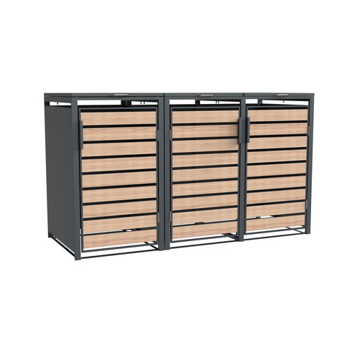 "Westmann Boîte à poubelles Lacina 3 en bois (3× 240 L) image"