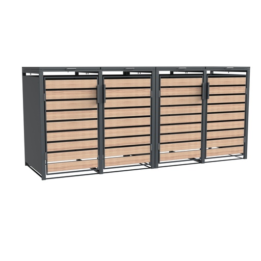 "Westmann Boîte à poubelles Lacina 4 places effet bois (4× 240 L) image"