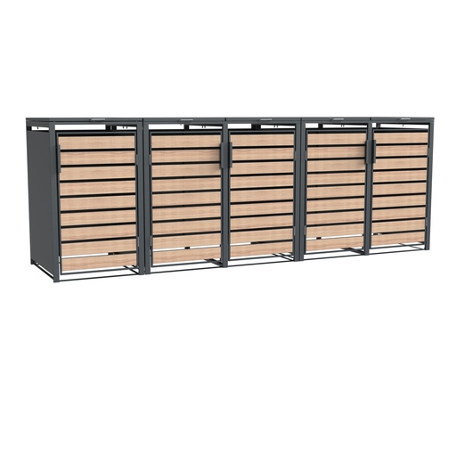 "Westmann Boîte à poubelles Lacina 5 en bois (5× 240 L) image"