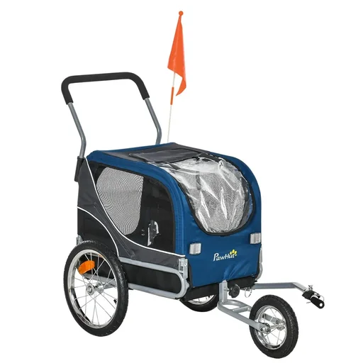 "2-in-1 Dog Trailer Pet Bicycle Trailer Dog Transporter Dog Bicycle Trailer Oxford Fabric Breathable Metal Ox image"