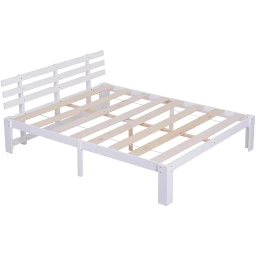 "Bed wooden bed bed frame double bed solid pine including slatted frame easy assembly with storage space white 214 x 165 x 82 cm image"