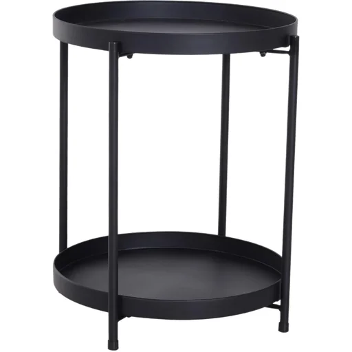 "Side table coffee table tray metal black Ø51 x 65 cm image"