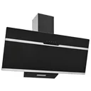 Wall hood 90 cm made of stainless steel and black tempered glass