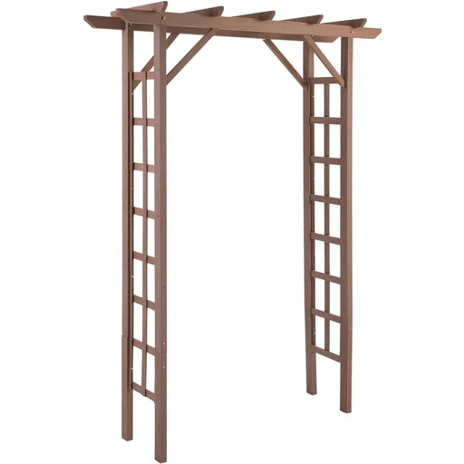 "Archway trellis planting arch climbing aid rose arch garden arbor roof artificial wood WPC brown 150 x 50 x 200 cm image"
