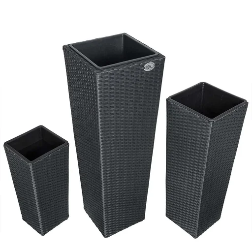 "Flowerpots Polyrotan set of 3 black image"