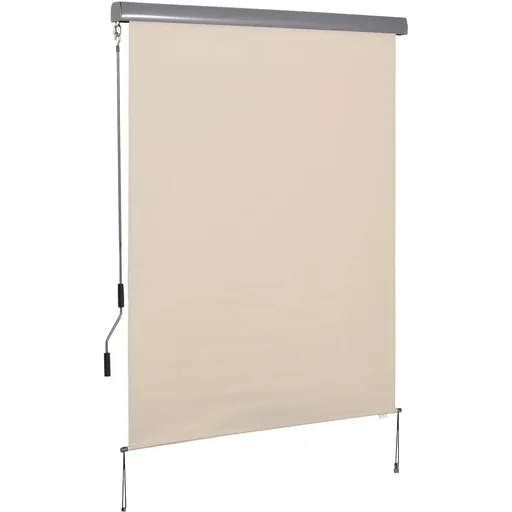 "Vertical awning with hand crank cream white image"
