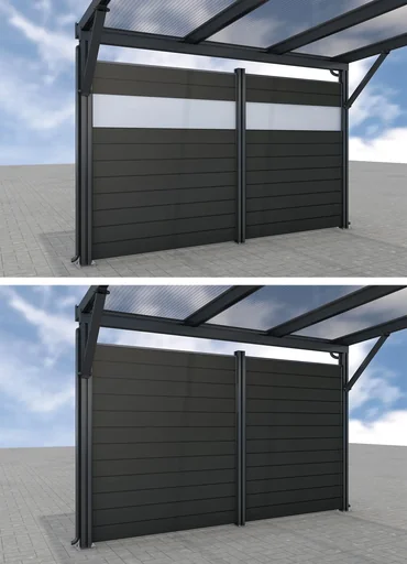 "Side wall for carports, anthracite, 2.96 x 1.86 m, WPC boards dark grey image"
