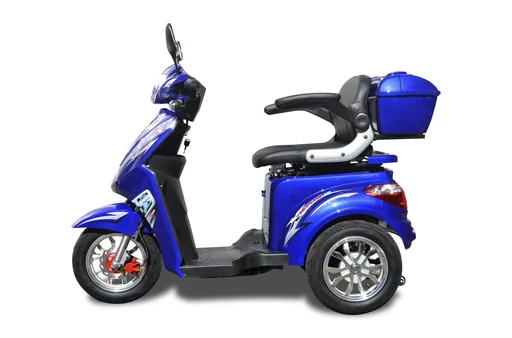 "Electric tricycle blue - removable Li-Io battery 30 Ah - 25 km/h - senior mobility image"