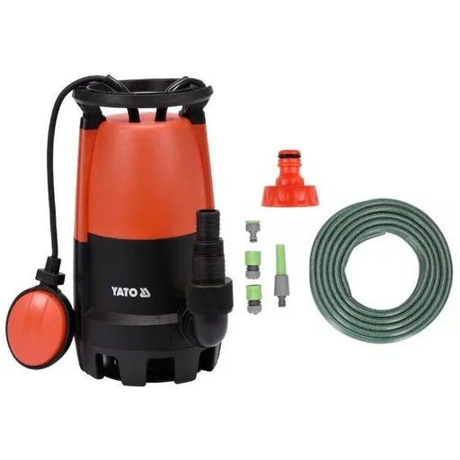 "Submersible pump 900W 18000L/h max. suction 1 mm WITH 15 meter garden hose including nozzle and fittings AND tap 1" image"