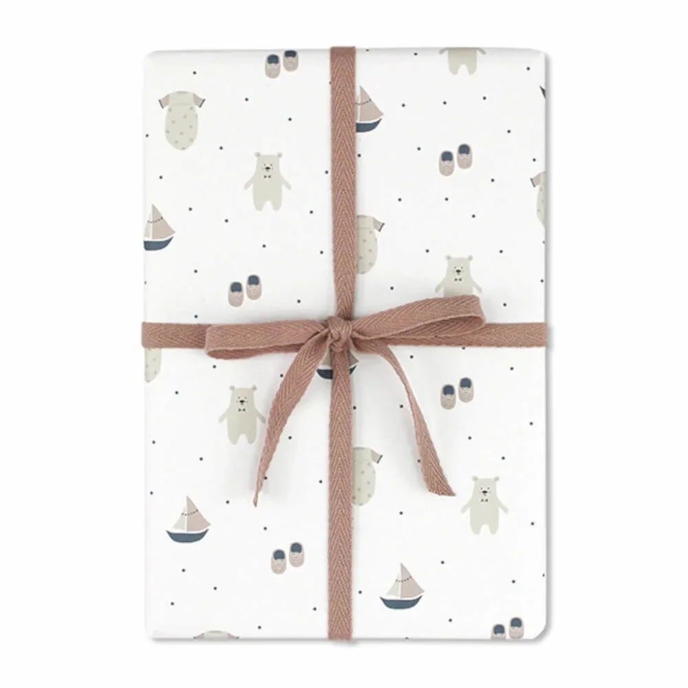 "Ava & Yves papier cadeau ours/navire/chaussures image"
