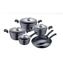 Cheffinger 10-piece pan set - marble coating - black