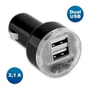 Dual USB car charger adapter, for 12 Volt cigarette lighter, black