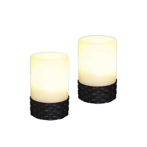 "LED solar rattan table lamp set of 2 image"