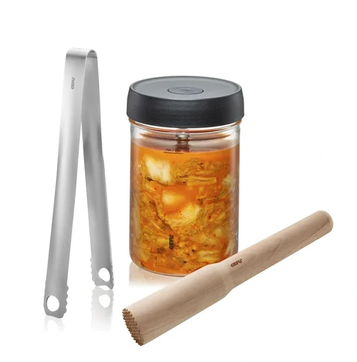 "Fermentation set "NATIVO", starter set with instructions, pestle, tongs and recipe booklet, 4 pieces image"