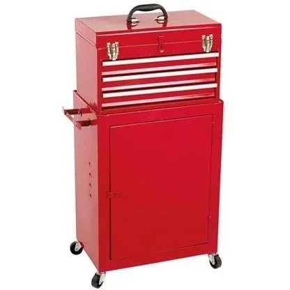 "Utility Trolley MP99 - 3 Drawers with Lock - 45.5 x 28 x 91 cm - Removable Case - Red image"