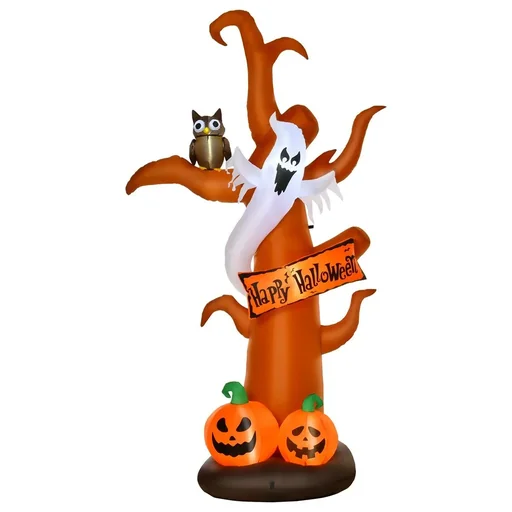 "Inflatable Halloween tree pumpkin decoration figure air figure with LED lighting polyester brown 156 x 107 x 274 cm image"