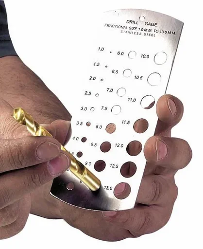 "Twist drill measuring template, drilling template image"