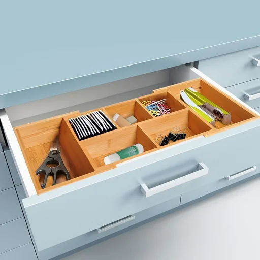 "Extendable organizer with 5 to 7 compartments natural image"