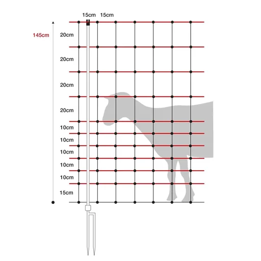 "Wolf-proof net for sheep, horinetz super, 145cm high, with double spike, 50m image"