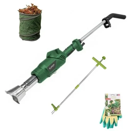 "3 in 1 electric weed burner + weed remover + gardening gloves + garden waste bag image"