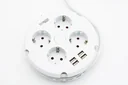 Power strip with cable reel and USB-A, 4-way