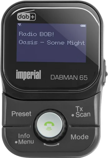 "Mobile DAB+ receiver Dabman 65 (rechargeable battery, FM transmitter for car, Bluetooth, magnetic holder; antenna) black image"