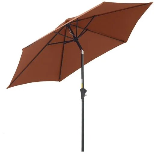 "Parasol with hand crank & tilt function, metal+polyester, brown, Ø2.7 x 2.35 m image"