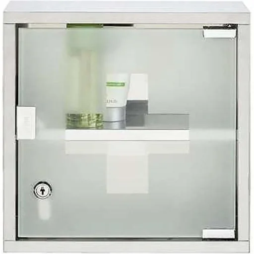 "Modern medicine cabinet - with lock - made of stainless steel image"